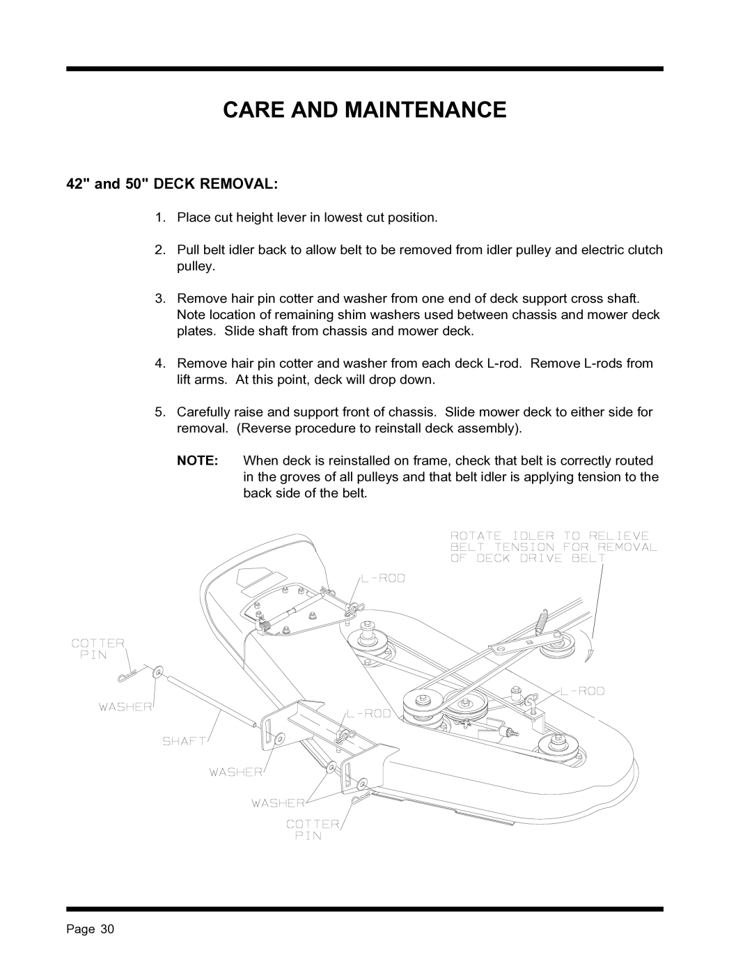 Dixon ZTR 4515B, ZTR 4516K manual Deck Removal 