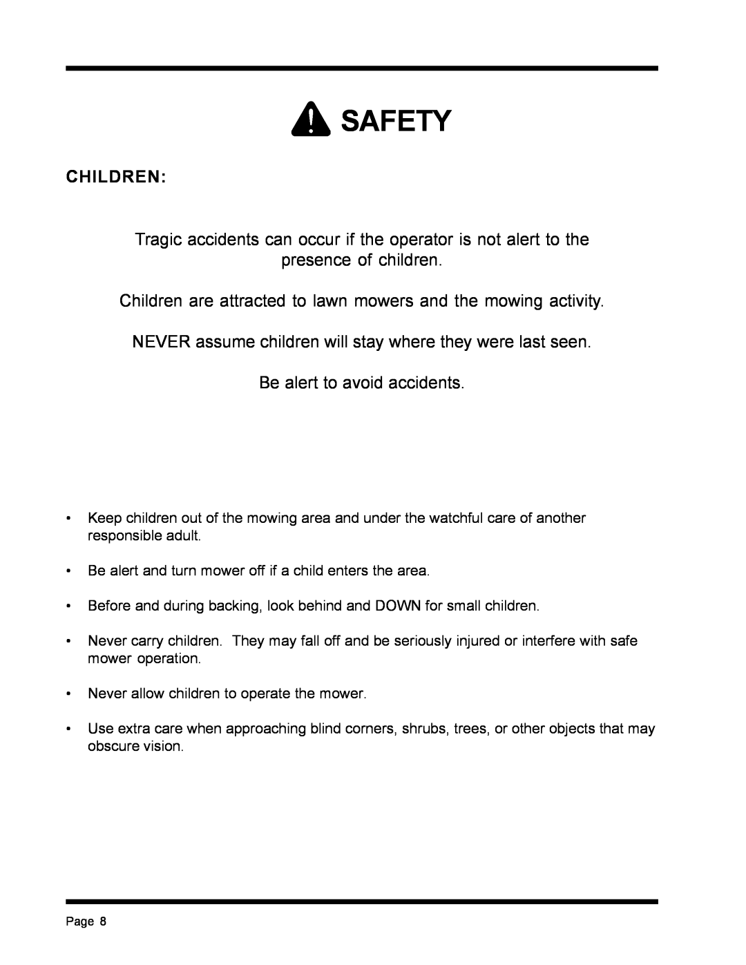 Dixon ZTR 4515B, ZTR 4516K manual Children, Safety 