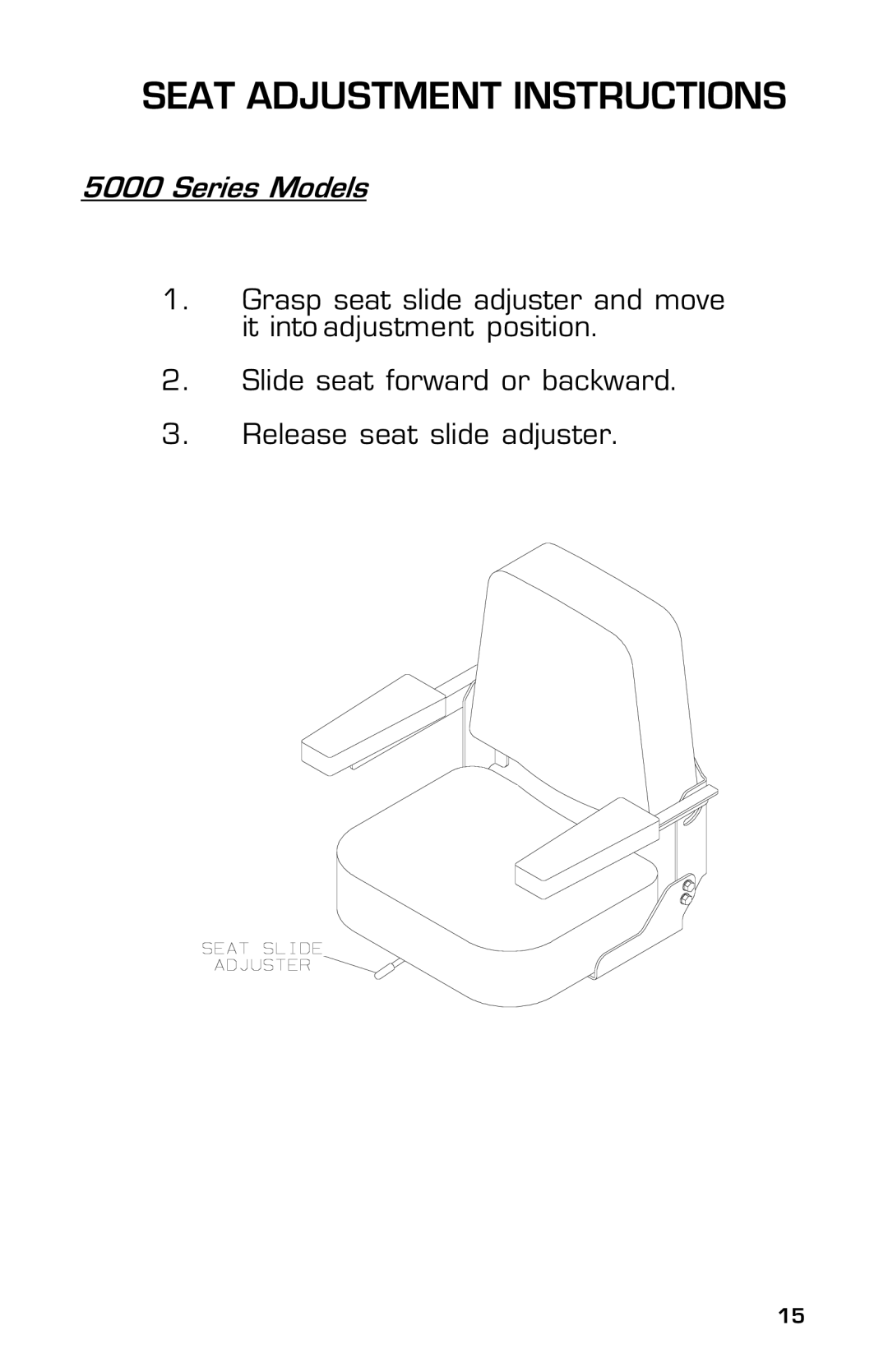 Dixon ZTR 5004, ZTR 5005 manual Seat Adjustment Instructions 