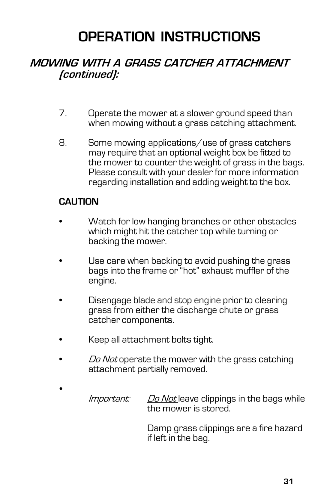 Dixon ZTR 5004, ZTR 5005 manual Mowing with a Grass Catcher Attachment 