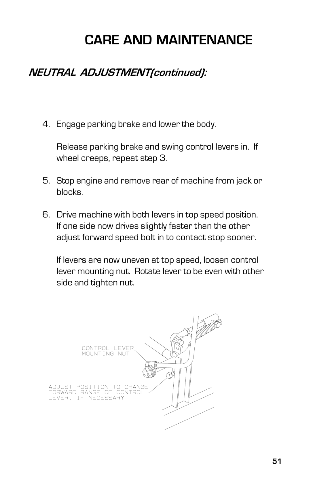 Dixon ZTR 5004, ZTR 5005 manual Neutral Adjustment 