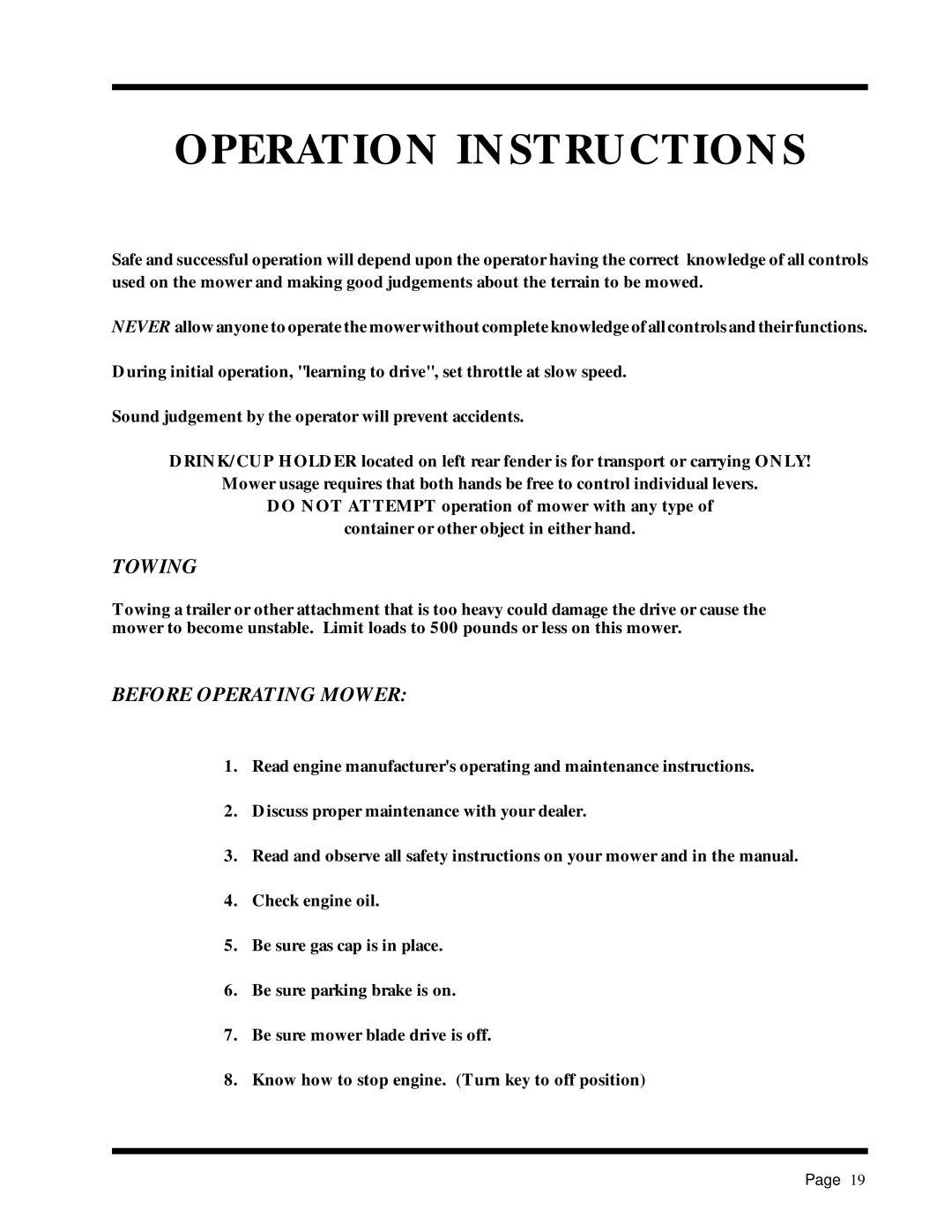 Dixon ZTR 5017Twin manual Operation Instructions, Towing 