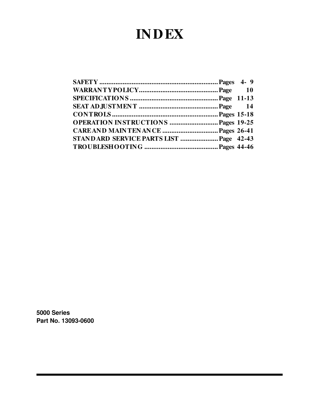 Dixon ZTR 5017Twin manual Index, 11-13 