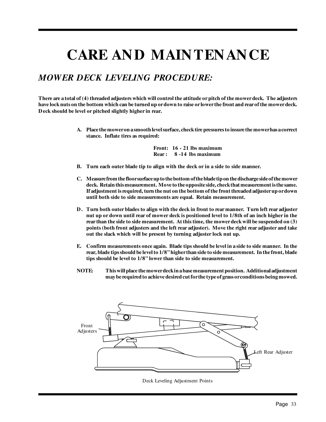 Dixon ZTR 5017Twin manual Mower Deck Leveling Procedure 