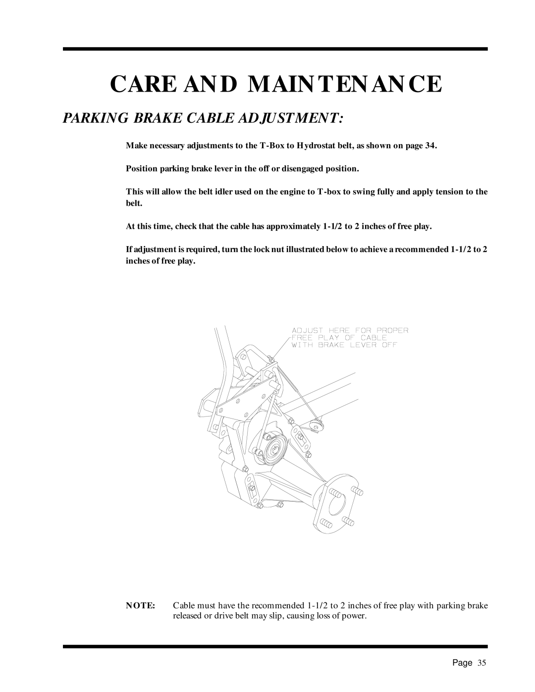 Dixon ZTR 5017Twin manual Parking Brake Cable Adjustment 