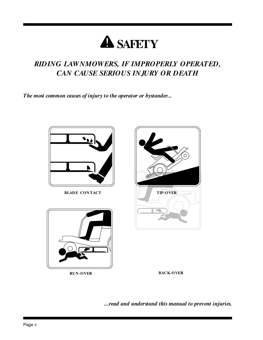 Dixon ZTR 5017Twin manual Safety 