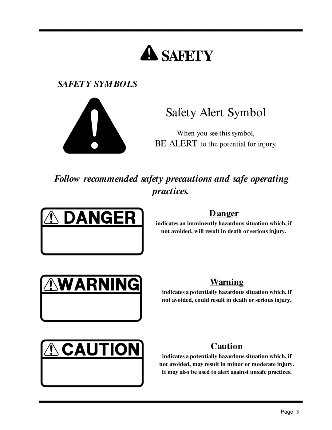 Dixon ZTR 5017Twin manual Safety Alert Symbol, Safety Symbols 