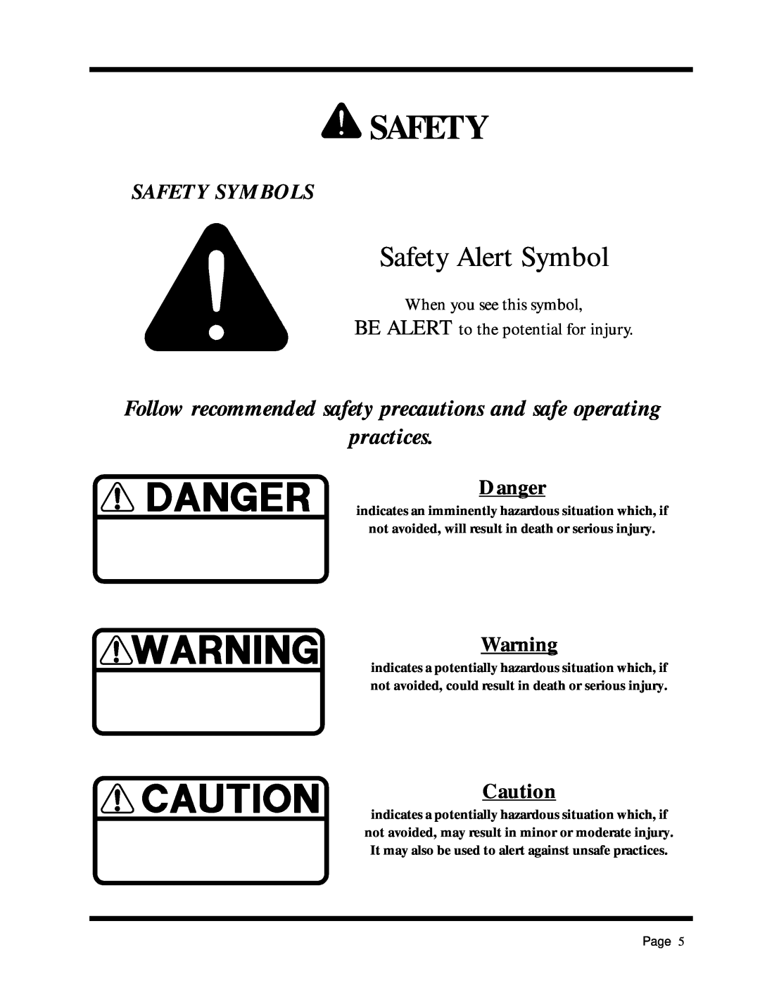 Dixon ZTR 5017Twin manual Safety Symbols, Danger, Safety Alert Symbol 