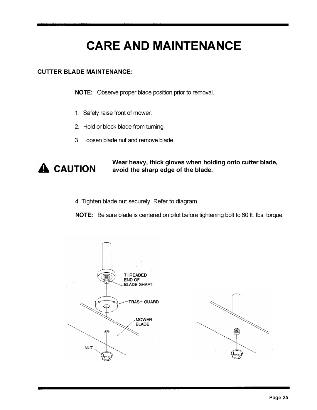 Dixon ZTR 5424, ZTR 5020 manual Cutter Blade Maintenance 