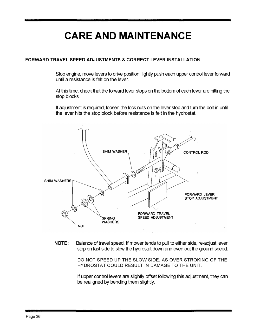 Dixon ZTR 5020, ZTR 5424 manual Care and Maintenance 