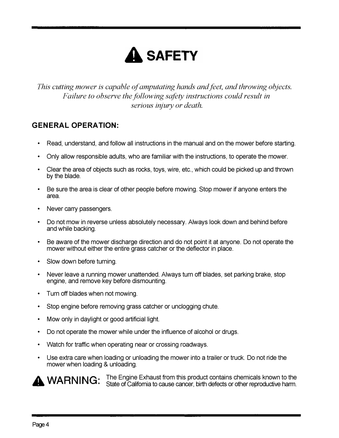 Dixon ZTR 5020, ZTR 5424 manual Serious injury or death 