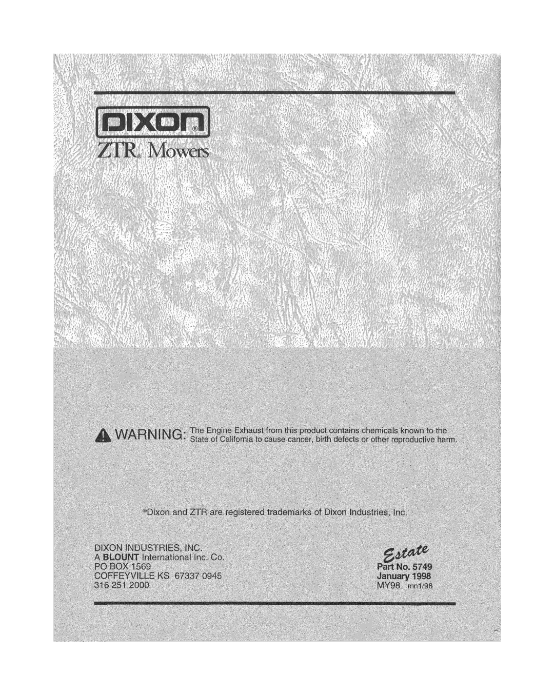 Dixon ZTR 5020, ZTR 5424 manual 