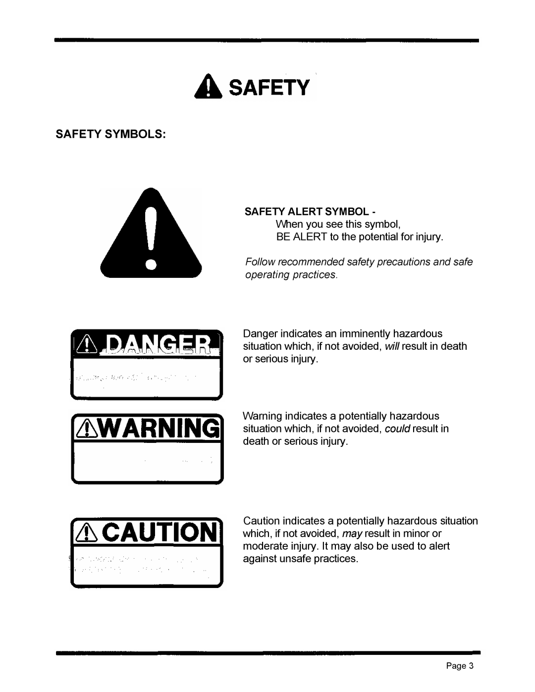 Dixon ZTR 5424, ZTR 5020 manual Safety Symbols 