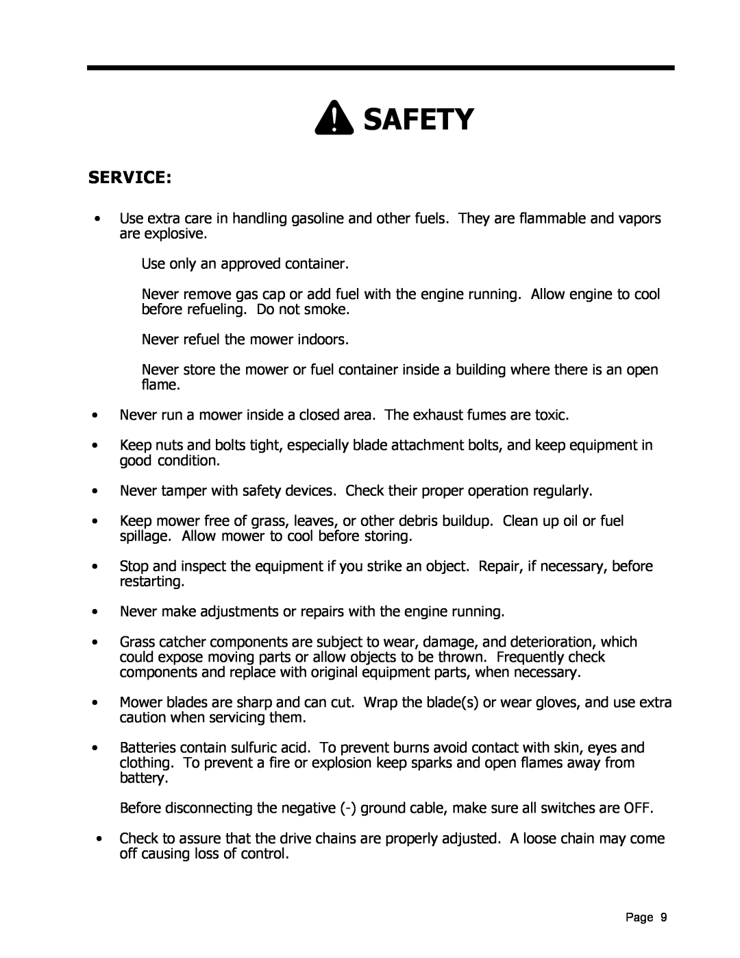 Dixon ZTR 5017, ZTR 5022 manual Service, Safety 