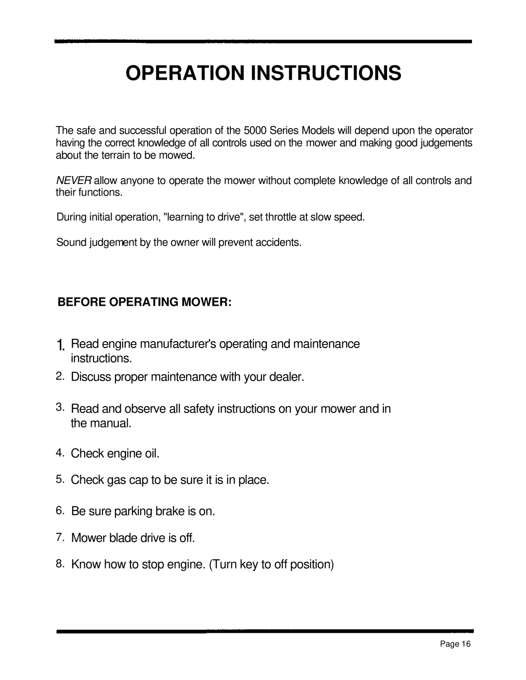 Dixon ZTR 5502, ZTR 5422, ZTR 5601 manual Operation Instructions 