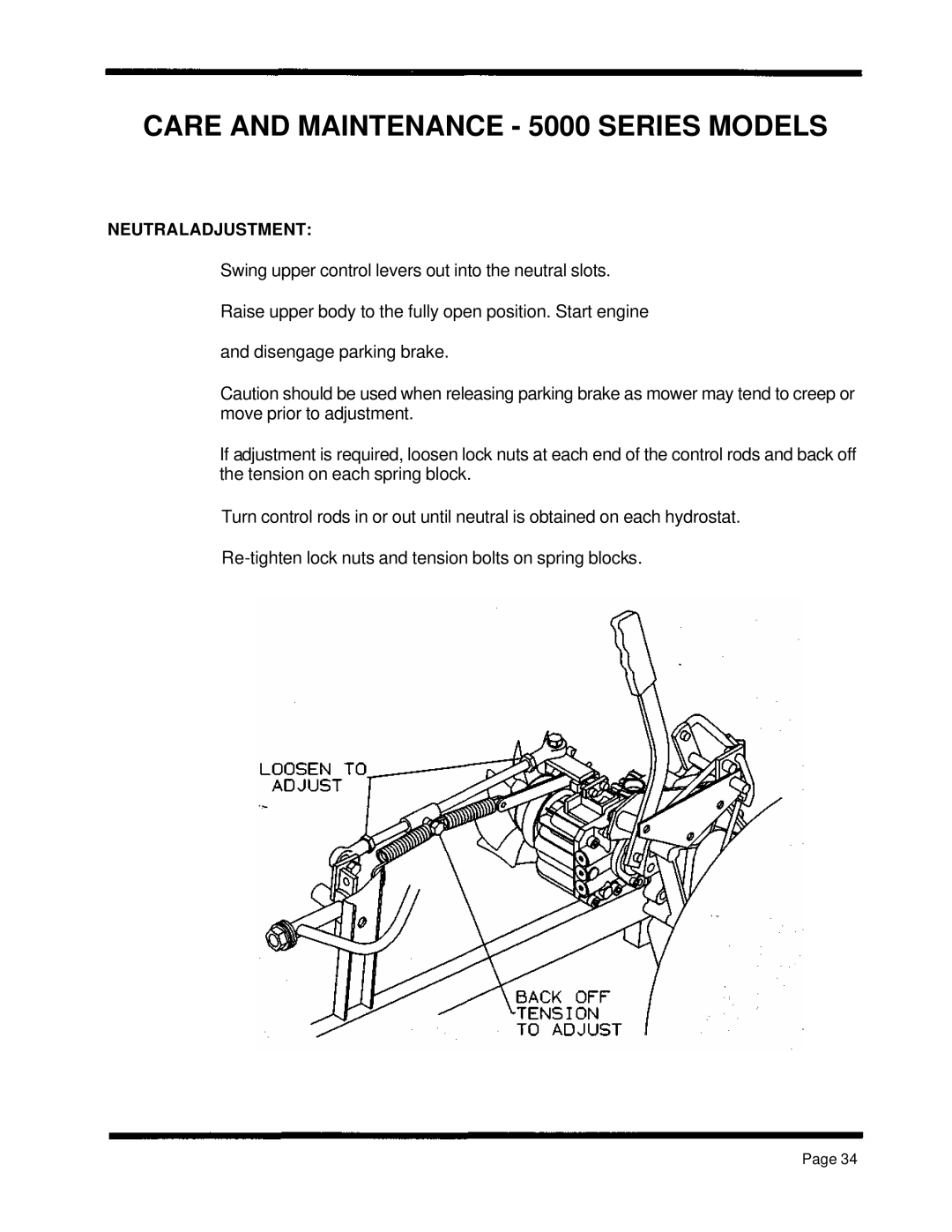 Dixon ZTR 5502, ZTR 5422, ZTR 5601 manual Neutraladjustment 