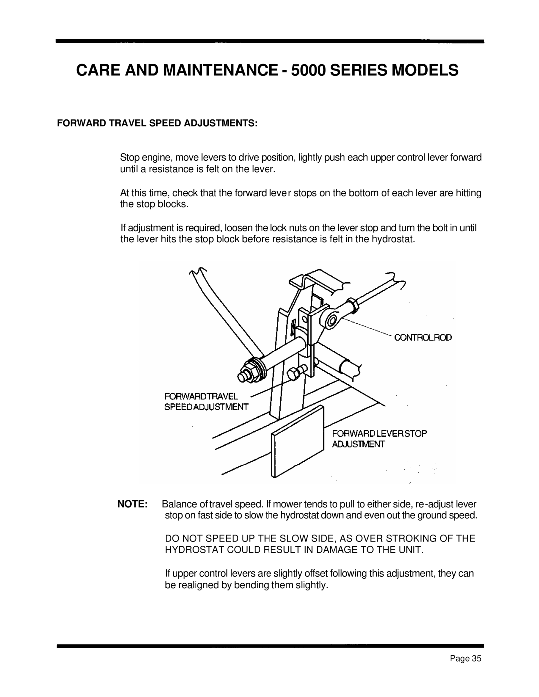 Dixon ZTR 5601, ZTR 5422, ZTR 5502 manual Forward Travel Speed Adjustments 