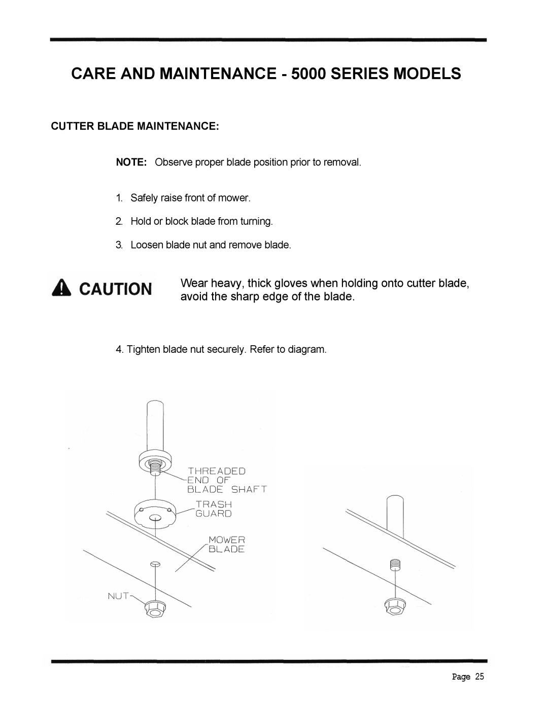 Dixon ZTR 5423 manual Cutter Blade Maintenance 