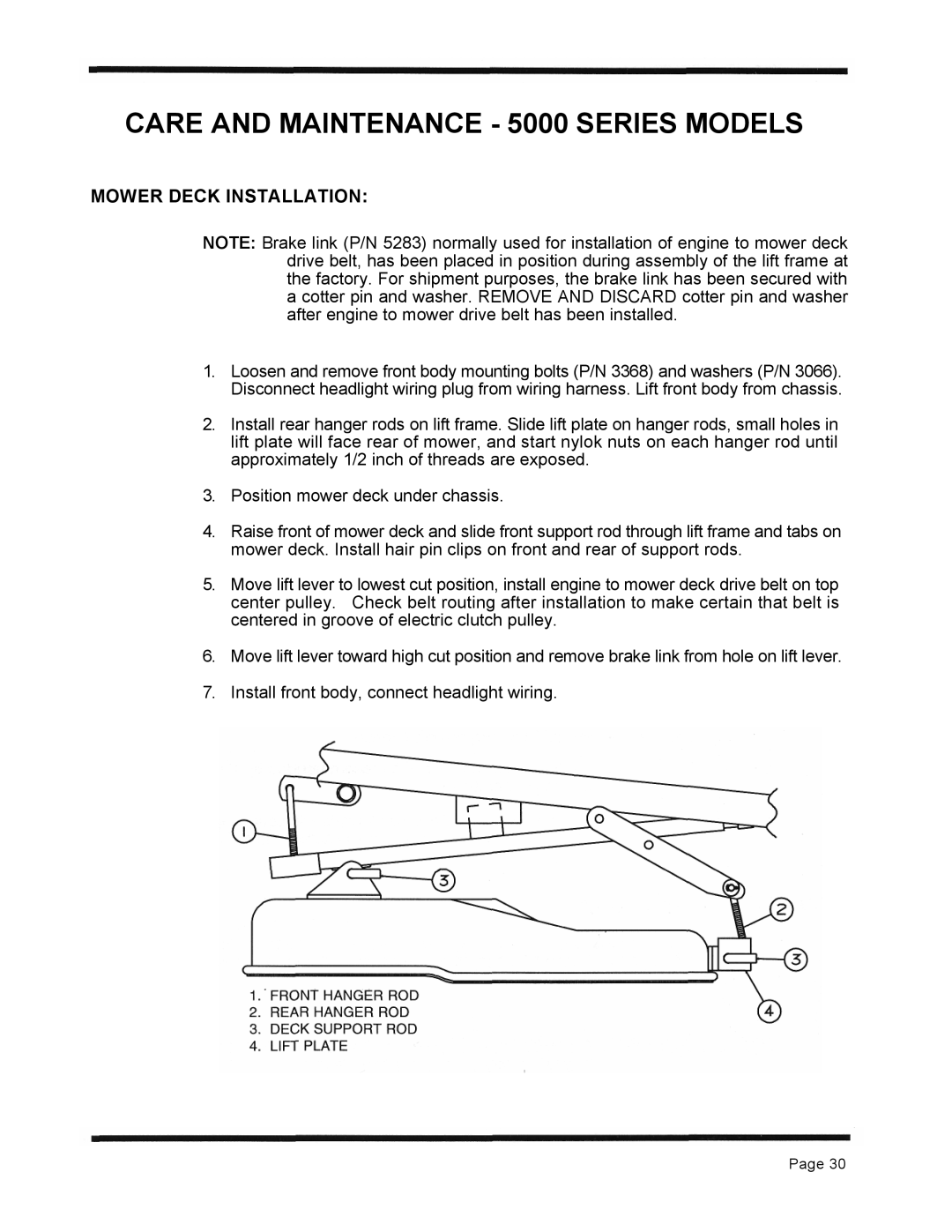 Dixon ZTR 5423 manual Mower Deck Installation 