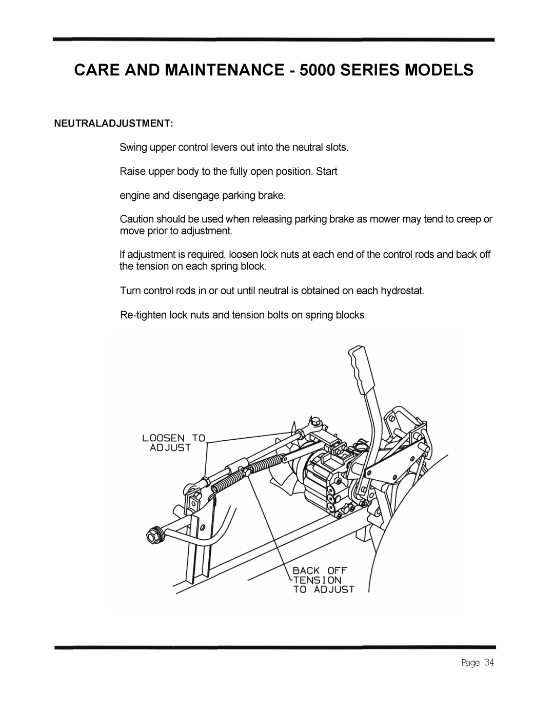 Dixon ZTR 5423 manual Neutraladjustment 