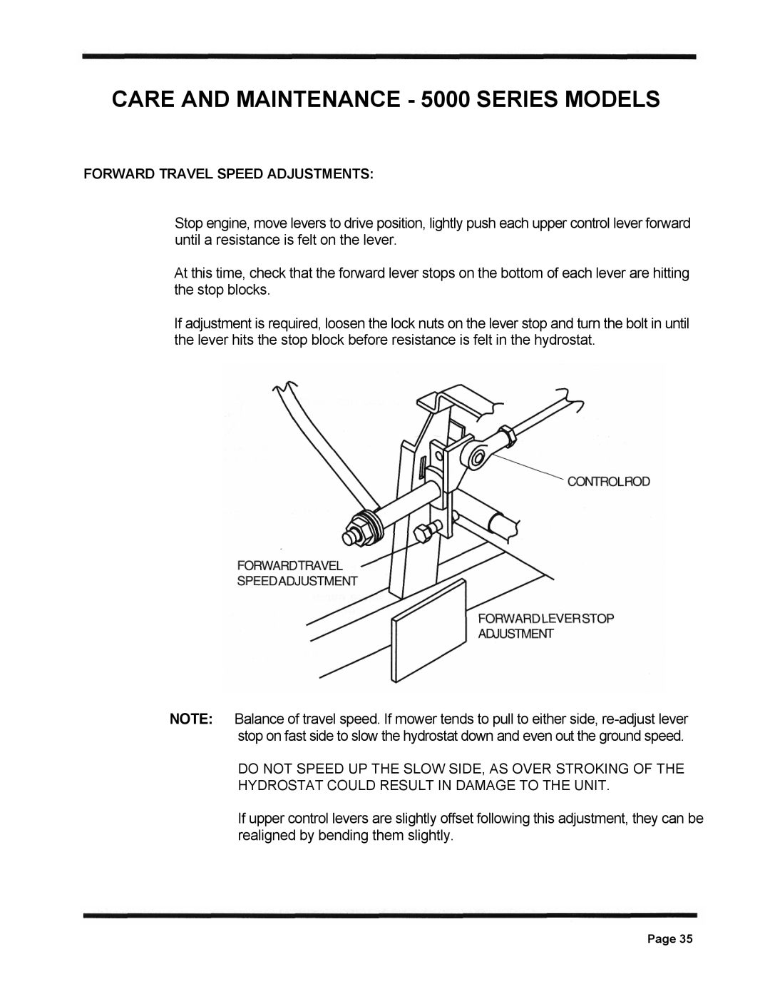 Dixon ZTR 5423 manual Forward Travel Speed Adjustments 