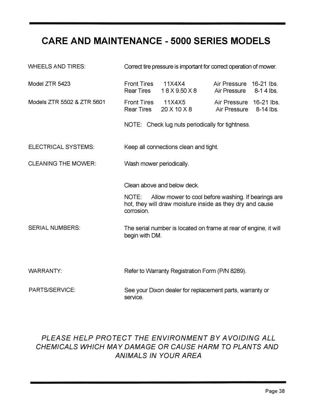 Dixon ZTR 5423 manual Electrical Systems 