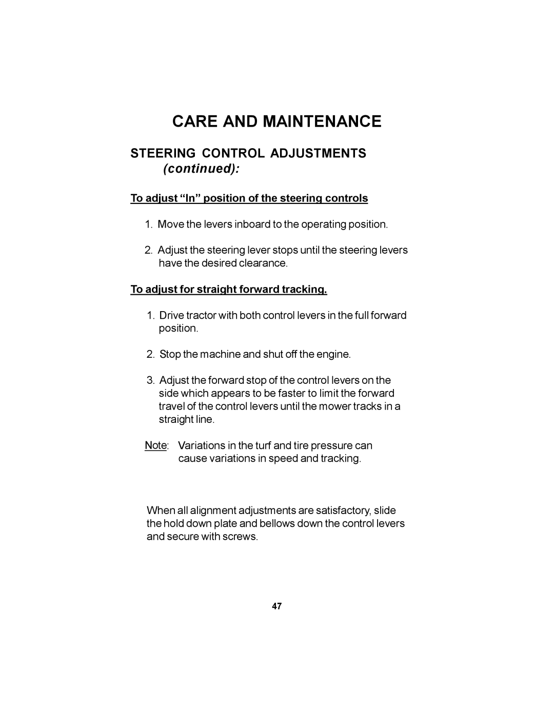 Dixon ZTR 72, ZTR 60 manual To adjust In position of the steering controls 