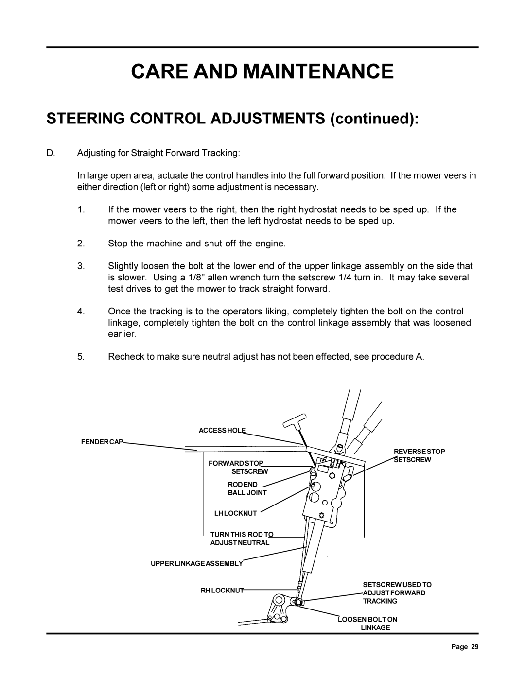 Dixon 13090-0700, ZTR 6022 manual Steering Control Adjustments 