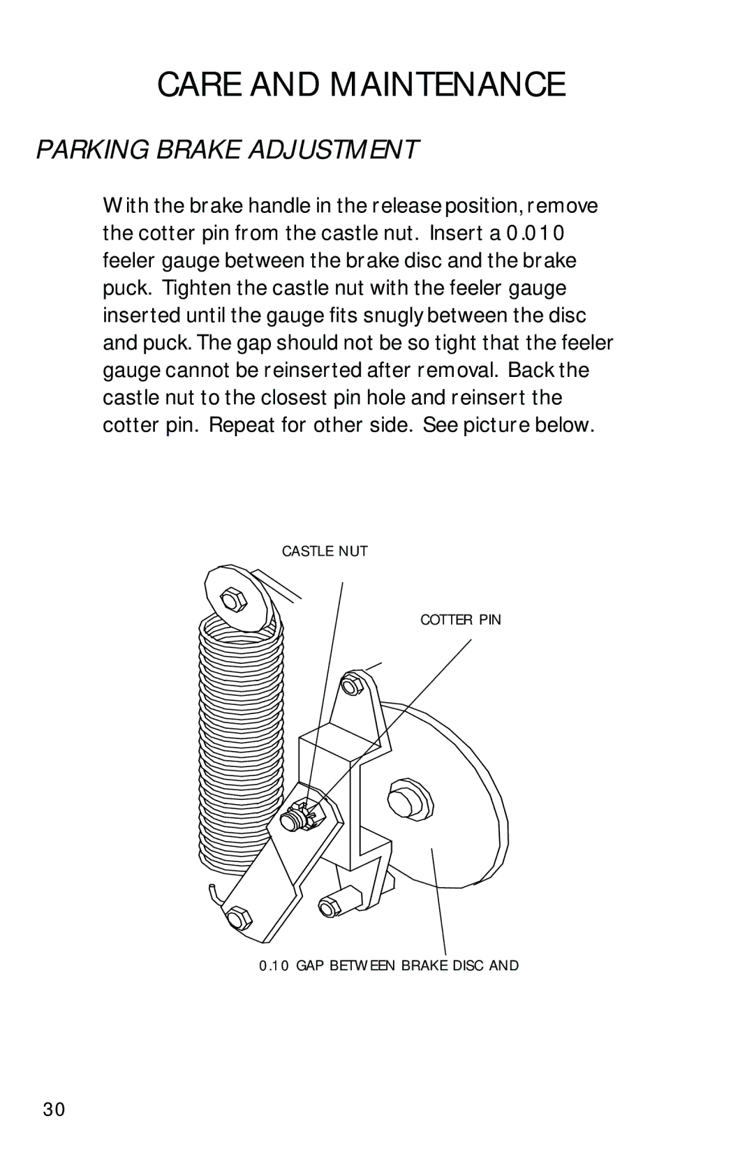 Dixon ZTR 6023, 13090-0601 manual Parking Brake Adjustment 