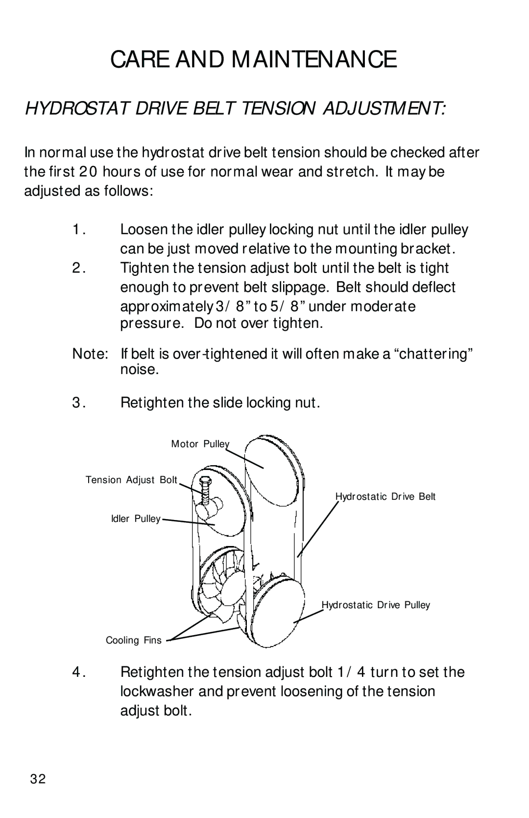 Dixon ZTR 6023, 13090-0601 manual Hydrostat Drive Belt Tension Adjustment 