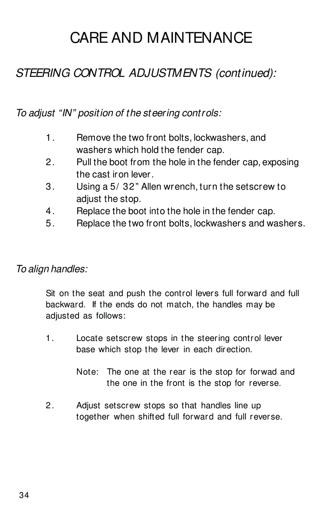 Dixon ZTR 6023, 13090-0601 manual Steering Control Adjustments, To adjust in position of the steering controls 