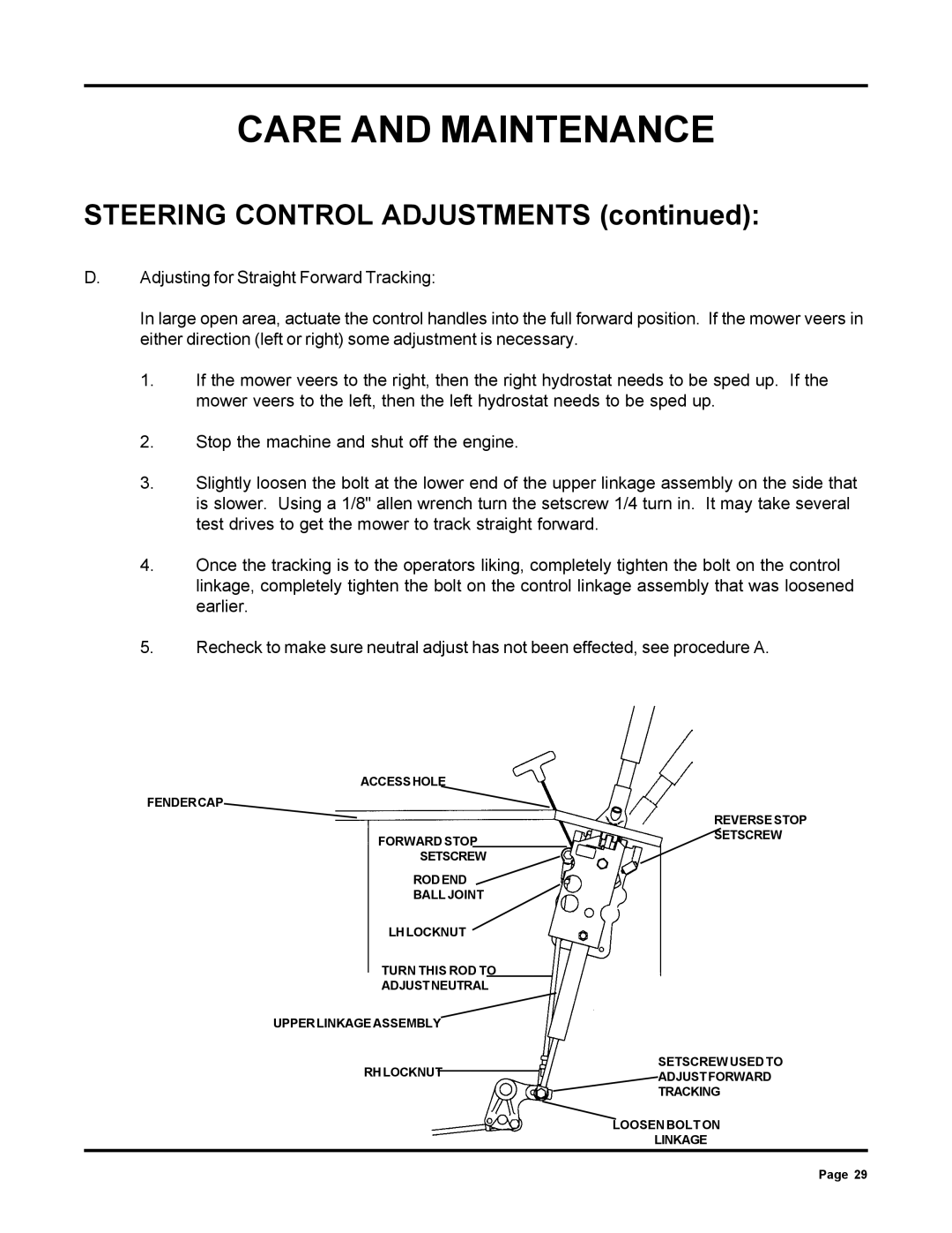 Dixon ZTR 6025 manual Steering Control Adjustments 