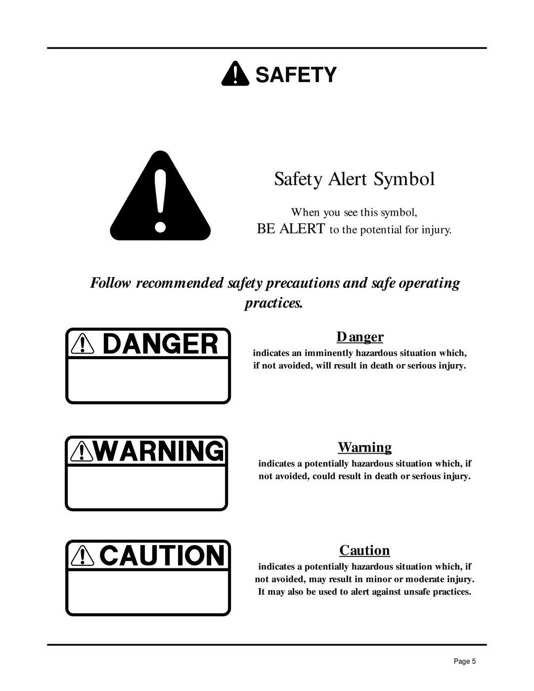 Dixon 13091-0500 manual Danger, Safety Alert Symbol, Follow recommended safety precautions and safe operating practices 
