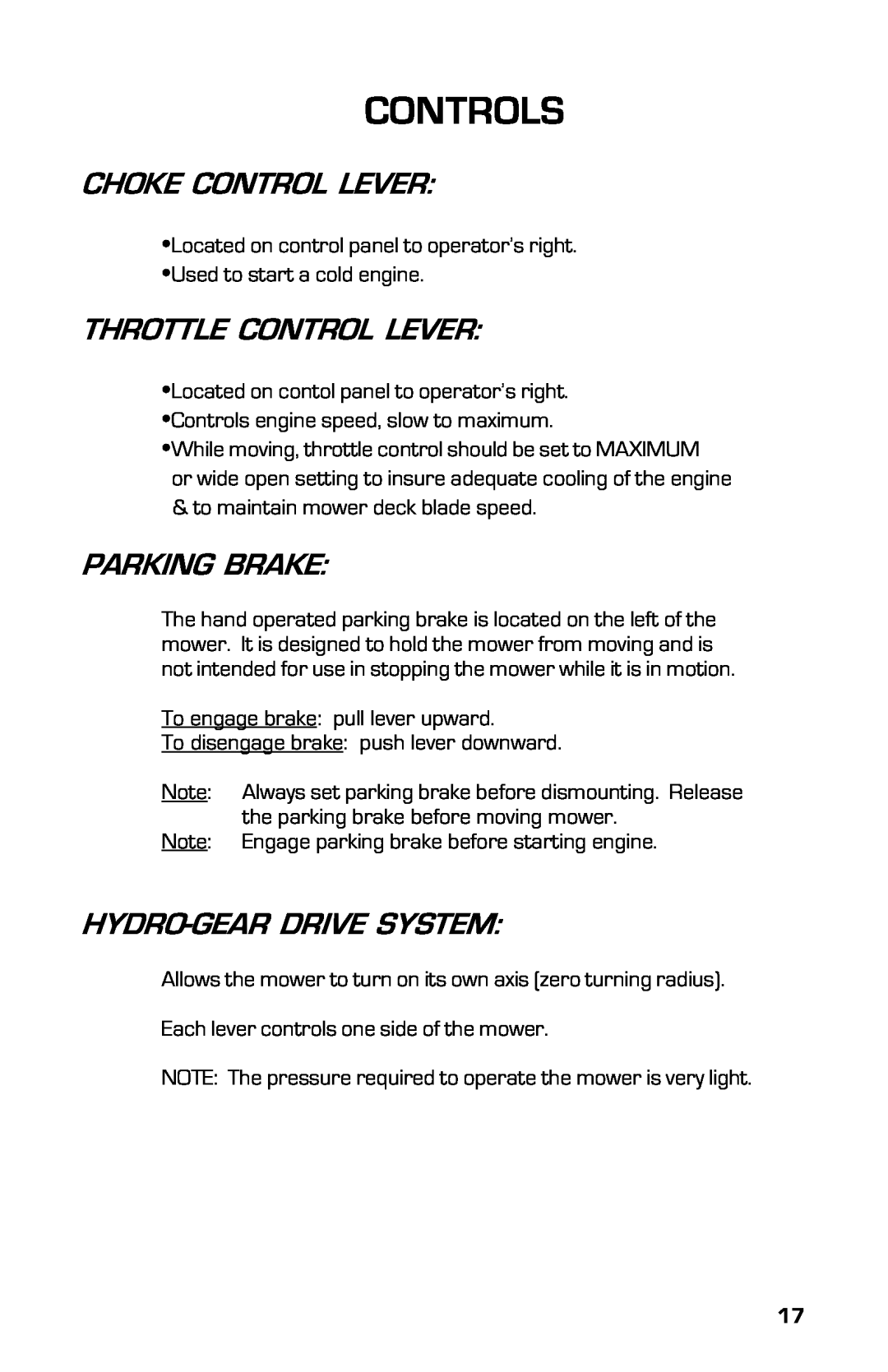 Dixon 13636-0702, ZTR 7525 Choke Control Lever, Throttle Control Lever, Parking Brake, Hydro-Gear Drive System, Controls 