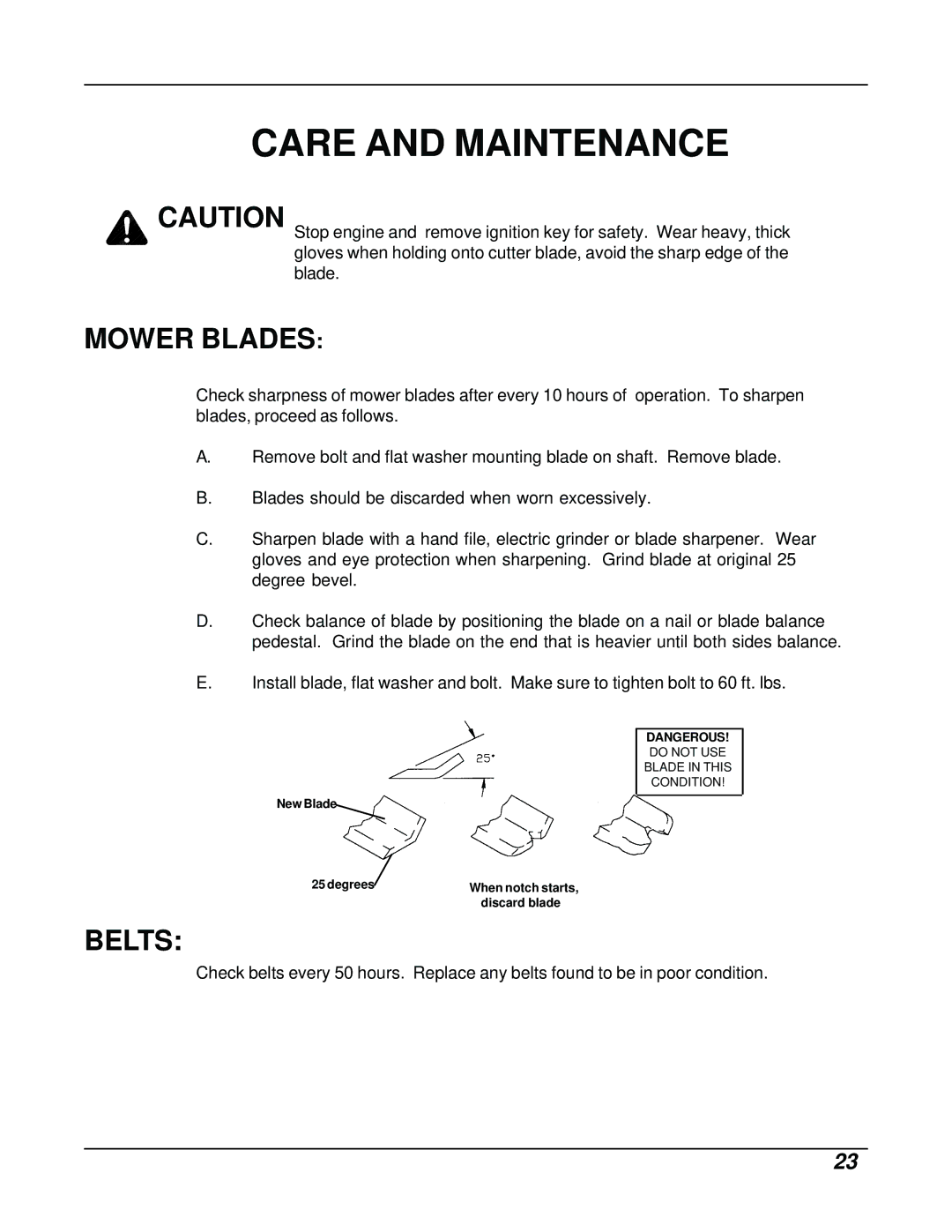 Dixon ZTR 8026D manual Mower Blades, Belts 