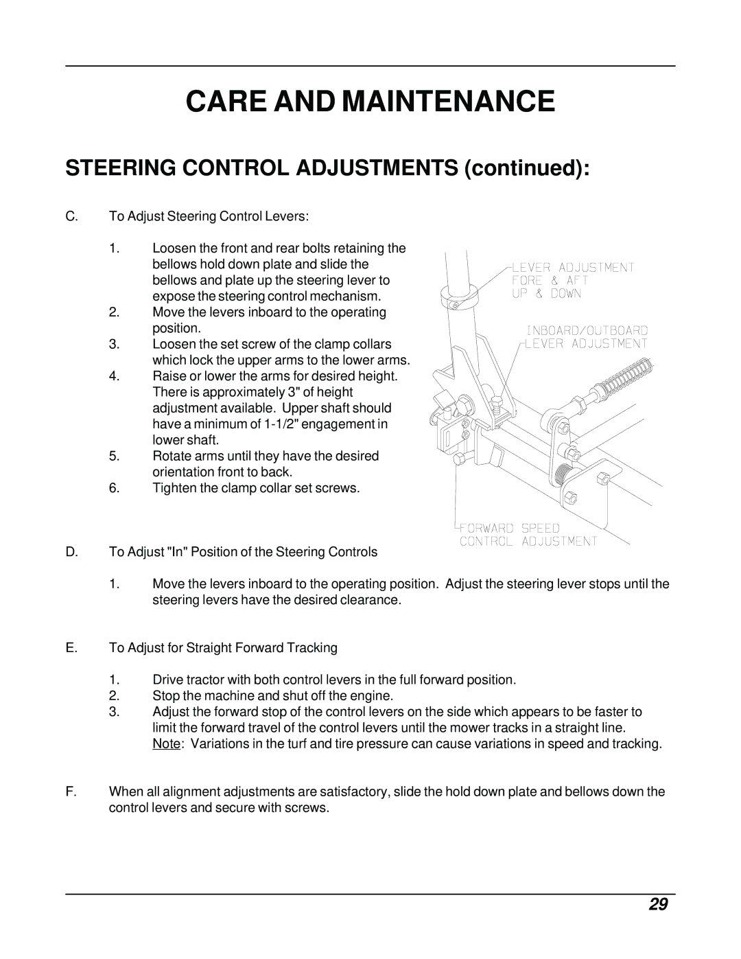 Dixon ZTR 8026D manual Steering Control Adjustments 