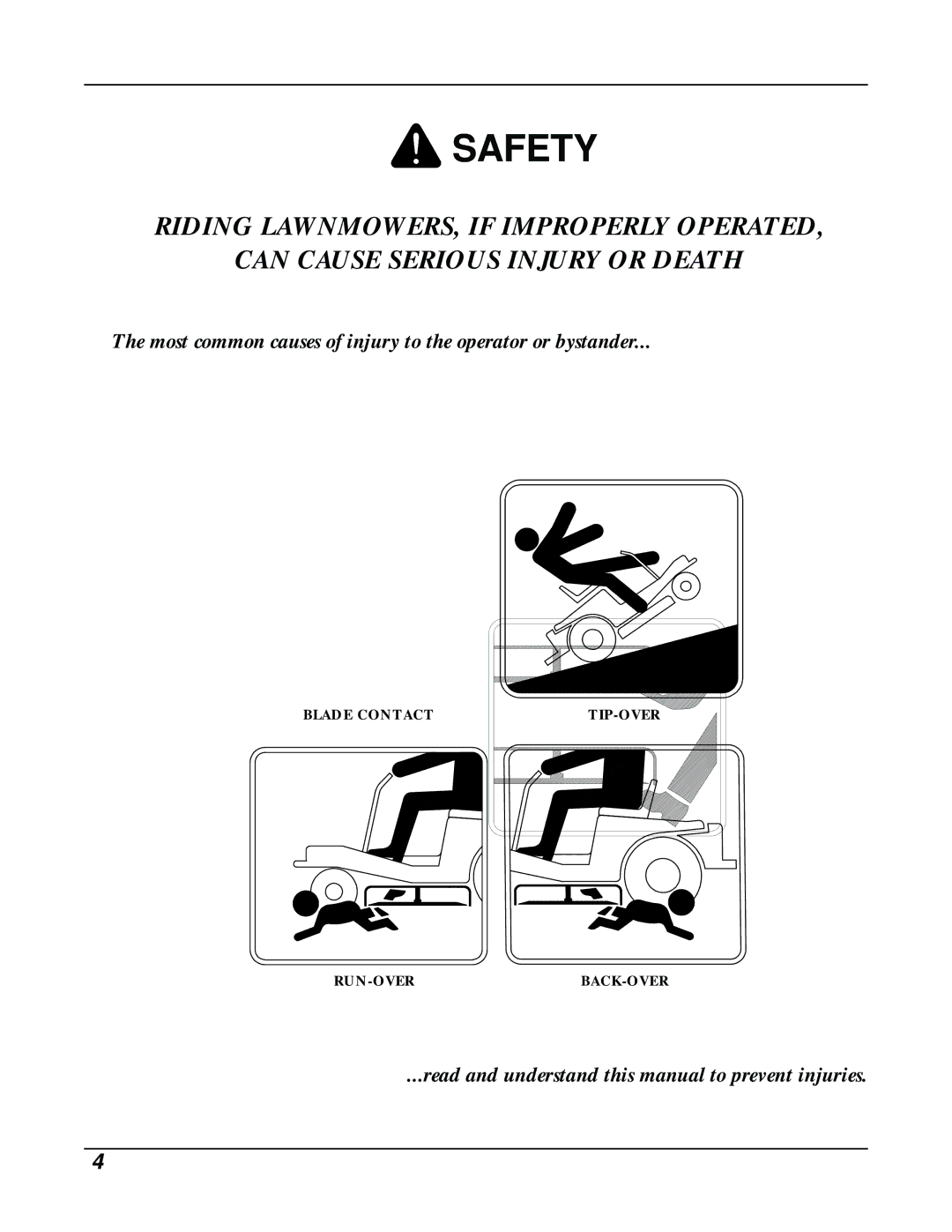 Dixon ZTR 8026D manual Safety 