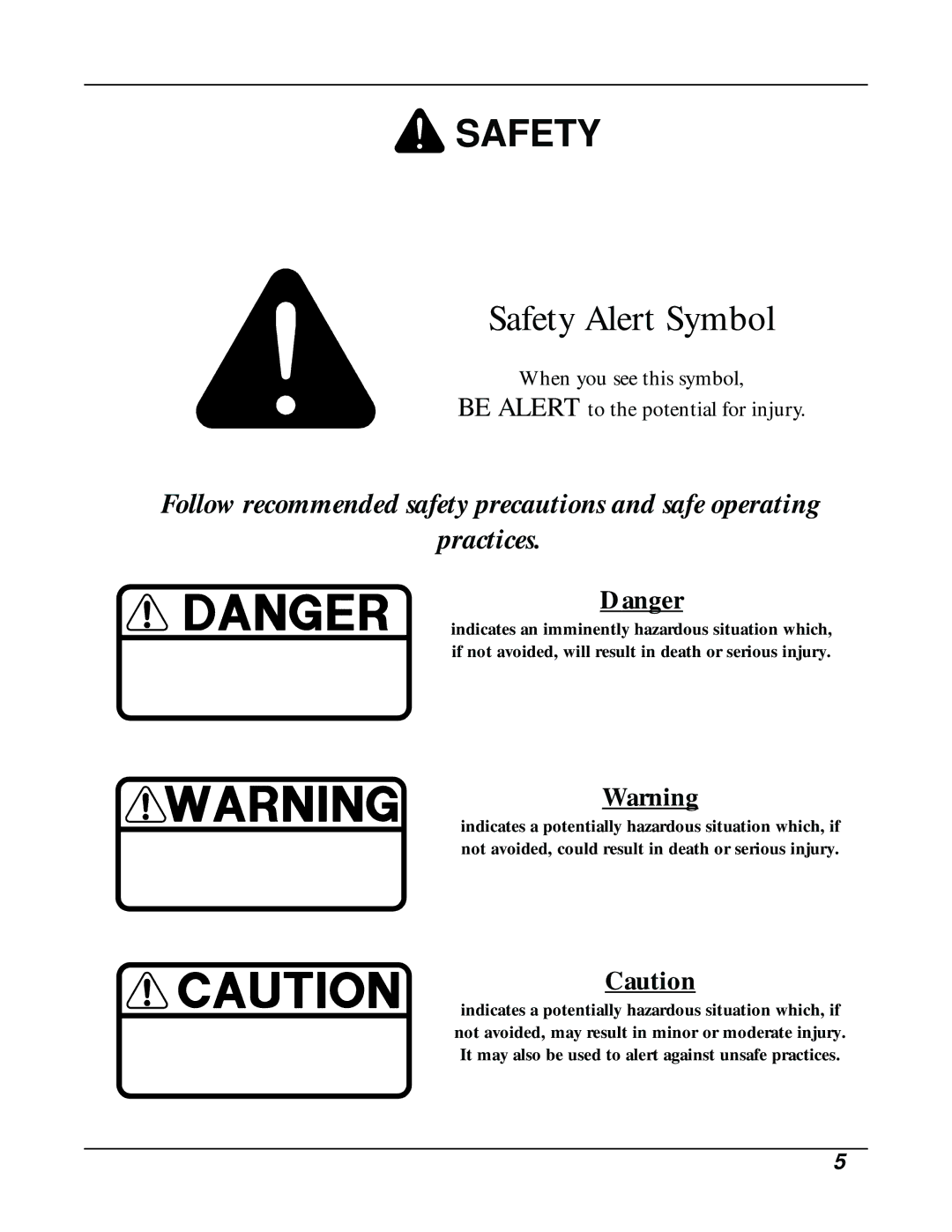 Dixon ZTR 8026D manual Safety Alert Symbol 