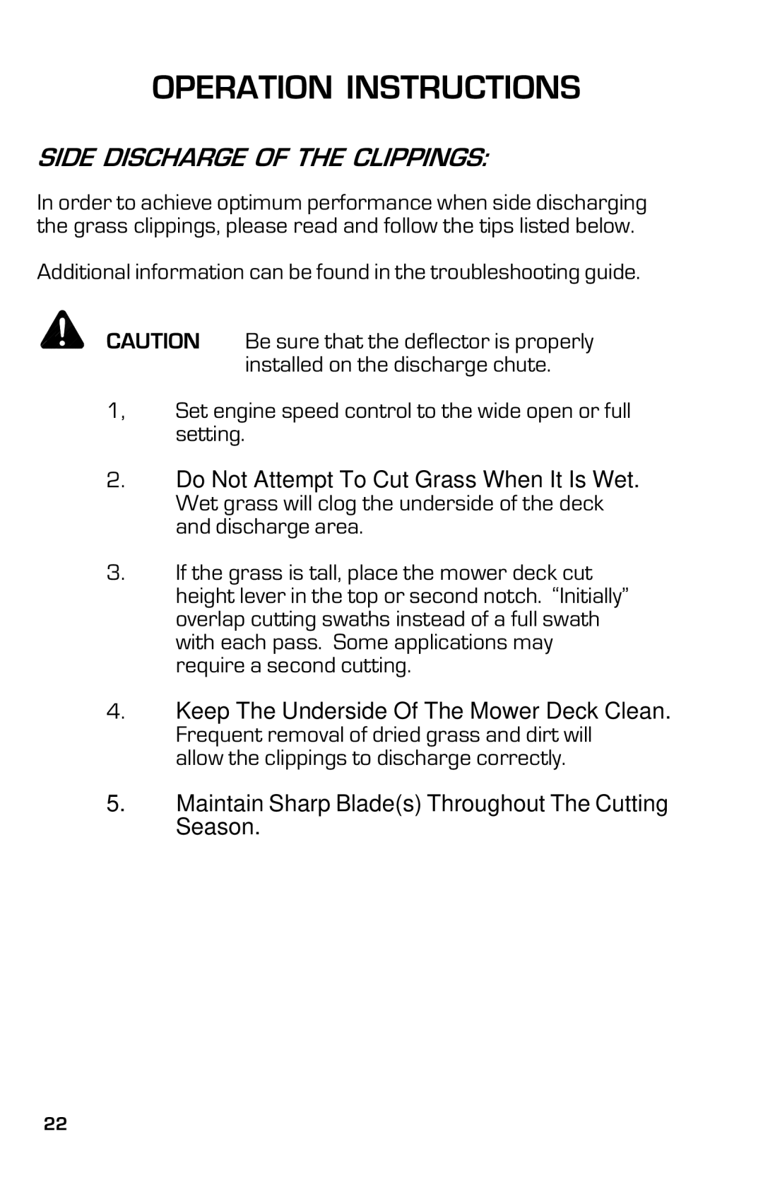 Dixon ZTRCLASSIC manual Side Discharge of the Clippings 