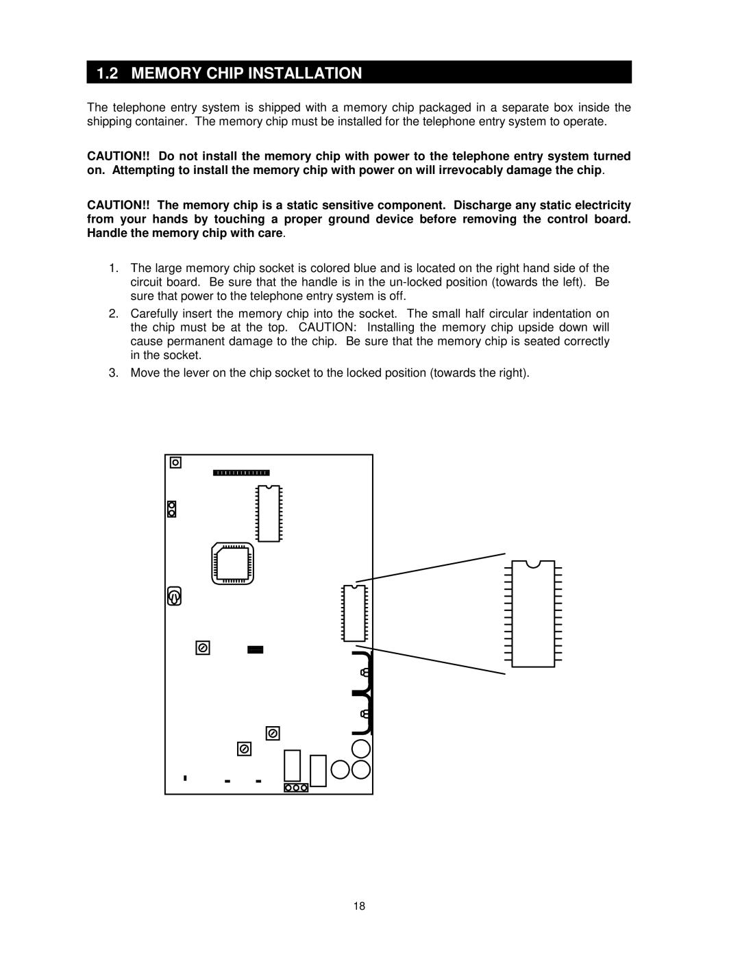 DKS Enterprises 1802, 1803, 1808, 1810 owner manual Memory Chip Installation 