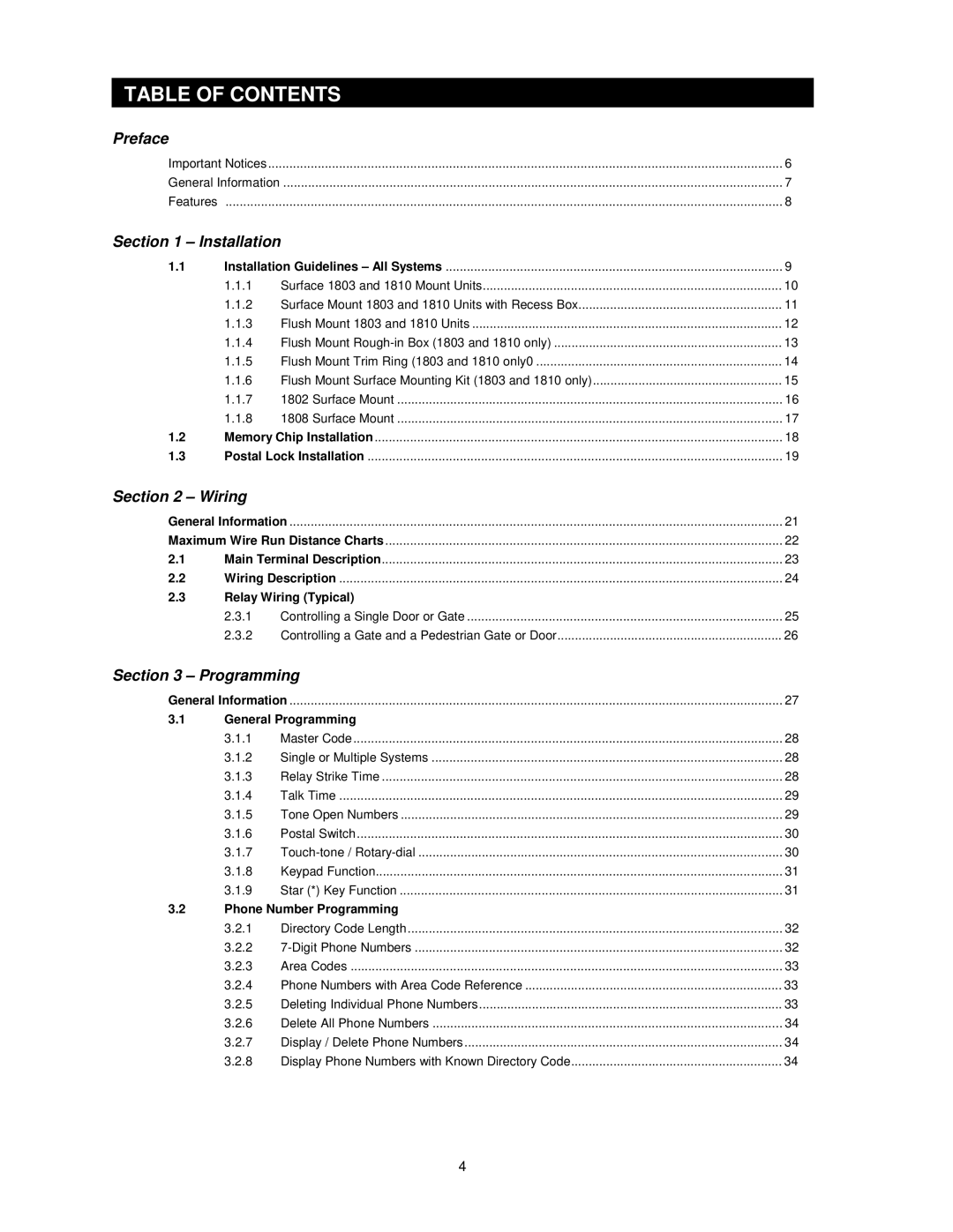 DKS Enterprises 1803, 1808, 1802, 1810 owner manual Table of Contents 