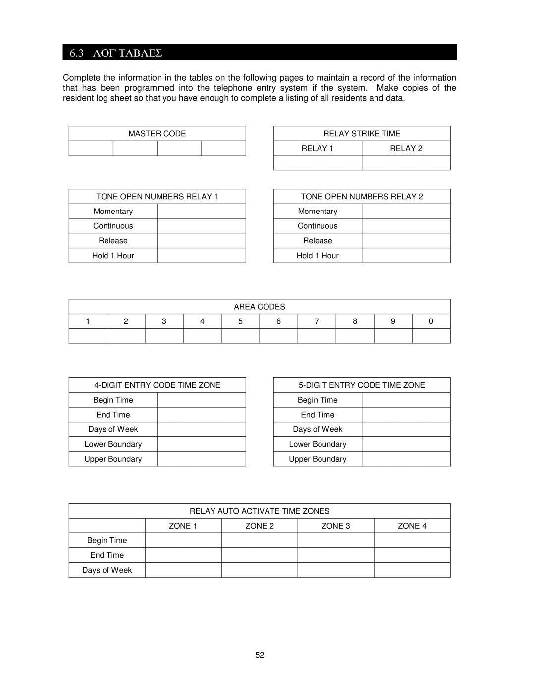 DKS Enterprises 1803, 1808, 1802, 1810 owner manual LOG Tables 