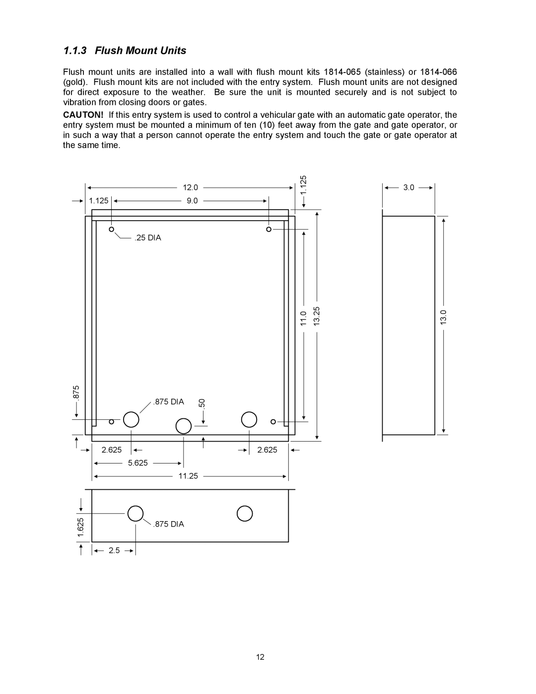 DKS Enterprises 1815, 1803PC, 1817 owner manual Flush Mount Units 