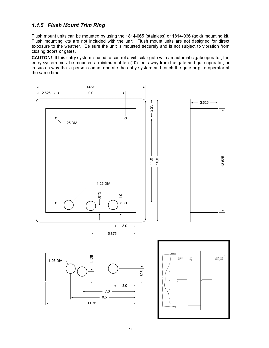 DKS Enterprises 1817, 1815, 1803PC owner manual Flush Mount Trim Ring 