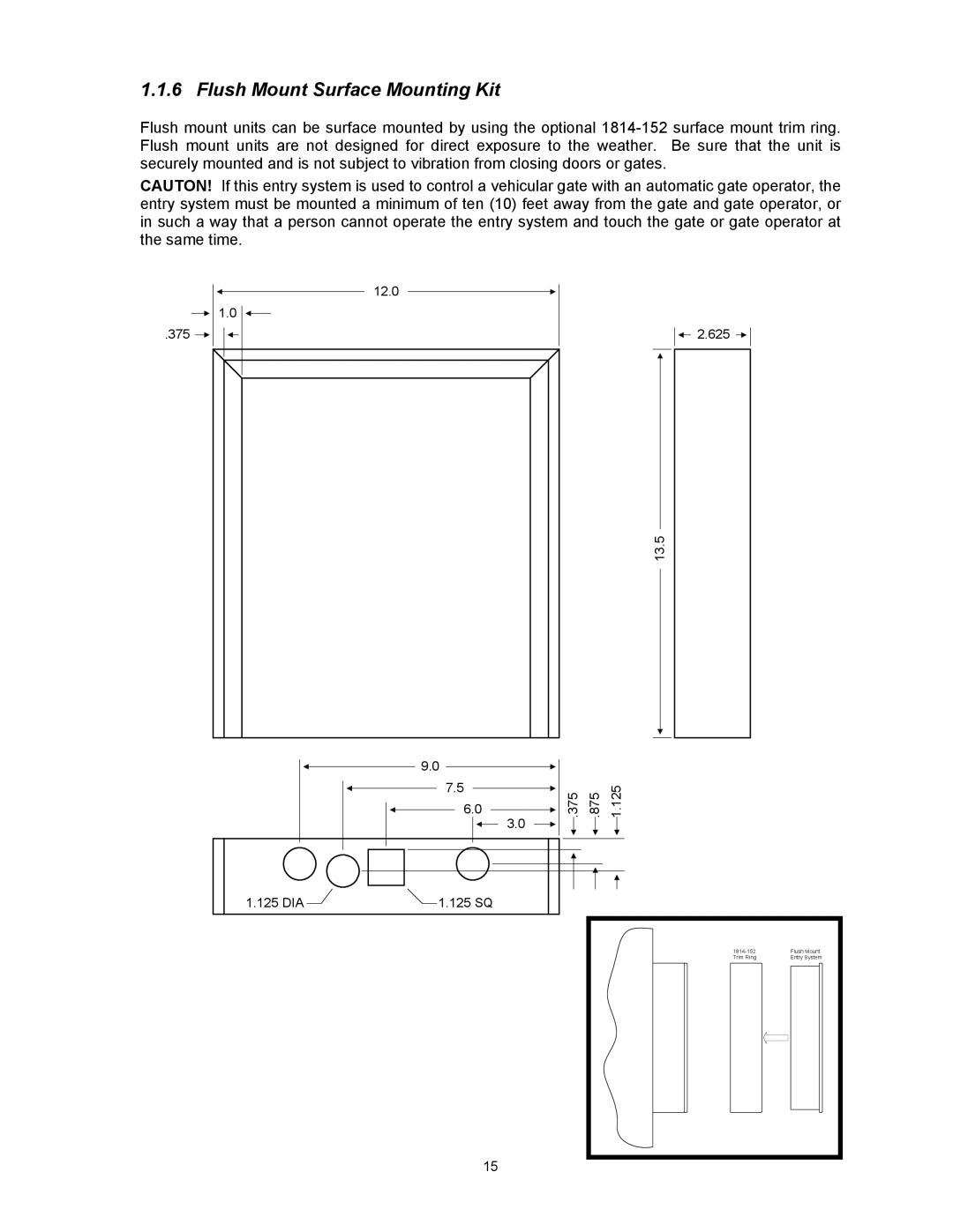 DKS Enterprises 1815, 1803PC, 1817 owner manual Flush Mount Surface Mounting Kit 