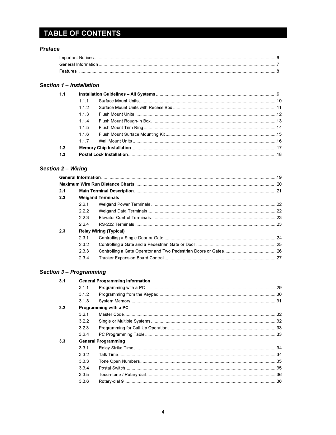 DKS Enterprises 1803PC, 1815, 1817 owner manual Table of Contents 