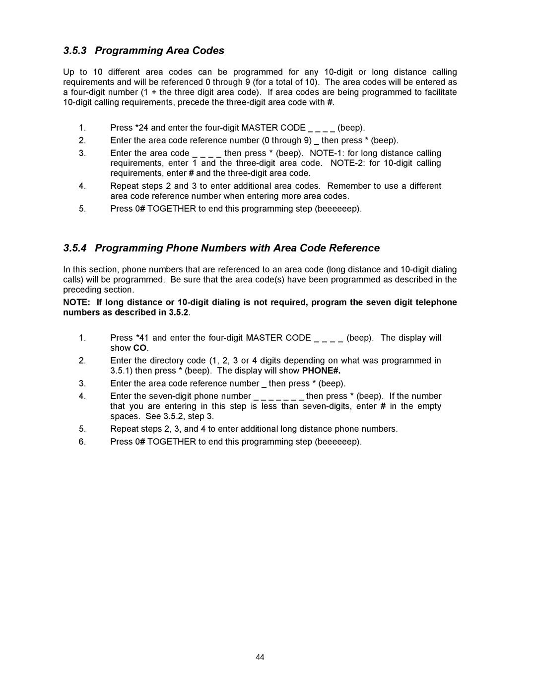 DKS Enterprises 1817, 1815, 1803PC owner manual Programming Area Codes, Programming Phone Numbers with Area Code Reference 