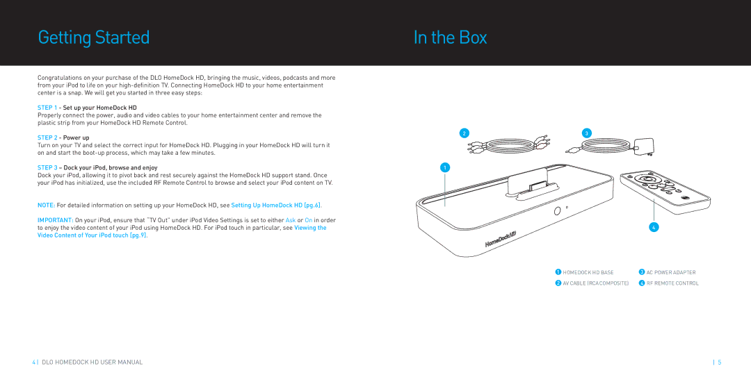 DLO HomeDock HD manual Getting Started, Box 