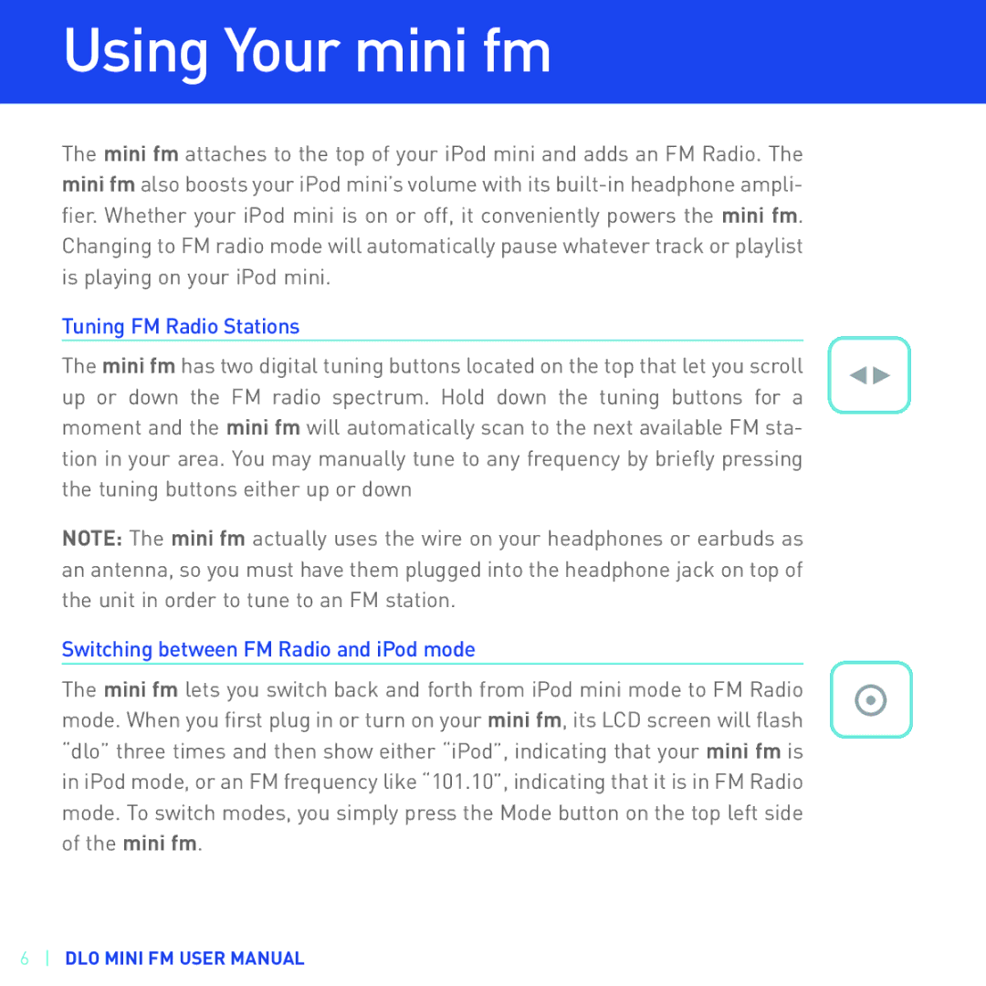 DLO M73000-050812-B manual Using Your mini fm 