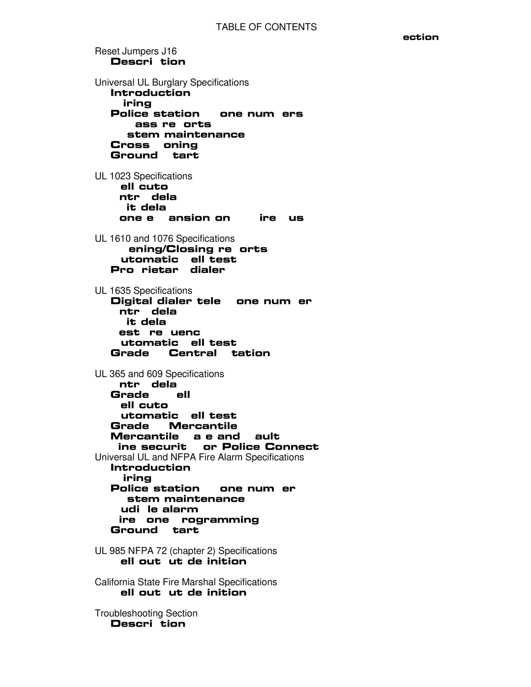 DMP Electronics LT-0229 (5 97) manual Reset Jumpers J16, Universal UL Burglary Specifications, UL 1023 Specifications 